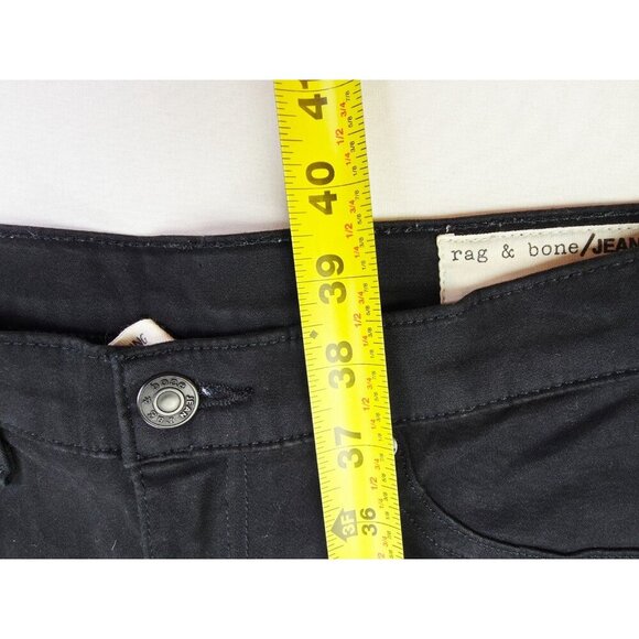 Rag Bone Size 28X32 Womens Black Plush Legging Embroidered Pocket Logo Jeans USA - Picture 12 of 13